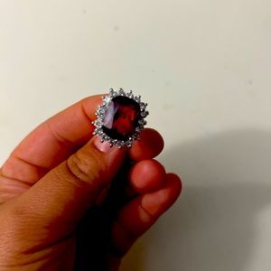 Burgundy/silver ring